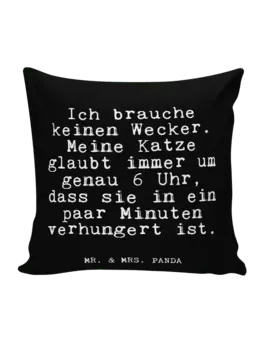 Подушка Mr & Mrs Panda 40x40 Ich brauche keinen Wecker, черный