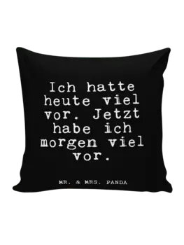 Подушка Mr & Mrs Panda 40x40 Ich hatte heute viel, черный