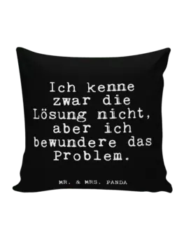 Подушка Mr & Mrs Panda 40x40 Ich kenne zwar die, черный