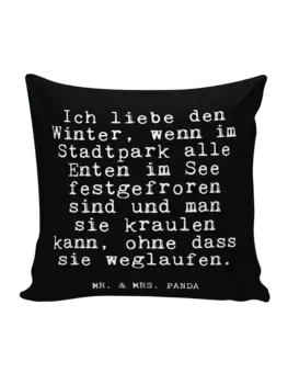 Подушка Mr & Mrs Panda 40x40 Ich liebe den Winter, черный