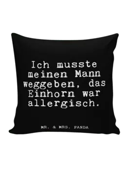 Подушка Mr & Mrs Panda 40x40 Ich musste meinen Mann, черный