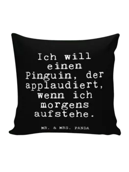Подушка Mr & Mrs Panda 40x40 Ich will einen Pinguin, черный