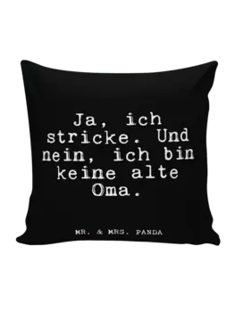 Подушка Mr & Mrs Panda 40x40 Ja ich stricke Und, черный