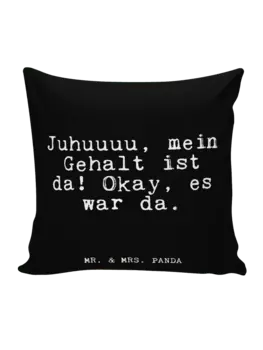Подушка Mr & Mrs Panda 40x40 Juhuuuu mein Gehalt ist, черный