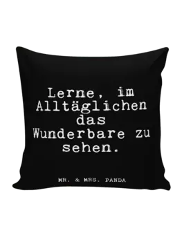 Подушка Mr & Mrs Panda 40x40 Lerne im Alltglichen das, черный