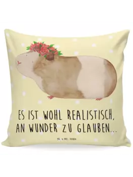 Подушка Mr & Mrs Panda 40x40 Meerschweinchen Weisheit, пастельно-желтый