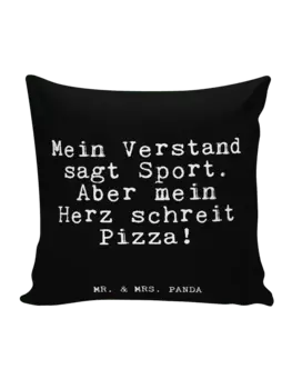Подушка Mr & Mrs Panda 40x40 Mein Verstand sagt Sport, черный
