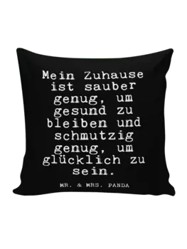 Подушка Mr & Mrs Panda 40x40 Mein Zuhause ist sauber, черный