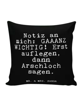 Подушка Mr & Mrs Panda 40x40 Notiz an mich GAAANZ, черный