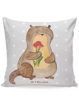 Подушка Mr & Mrs Panda 40x40 Otter Blumenstrau, пастельно-серый