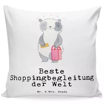 Подушка Mr. & Mrs. Panda 40x40 Panda Best Shopping Companion in the World - Белый - Подарок, для, Сувениры, Покупки, Подушка, Лучший, Чехол на подушку, Спасибо, Подушка для дивана