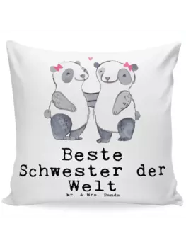 Подушка Mr & Mrs Panda 40x40 Panda Beste Schwester der Welt mit, белый