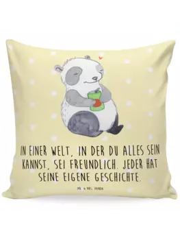 Подушка Mr & Mrs Panda 40x40 Panda Depression, пастельно-желтый