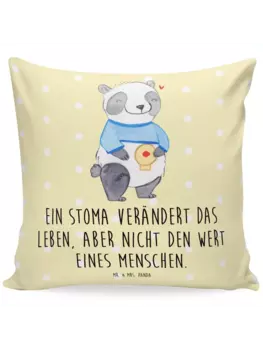 Подушка Mr & Mrs Panda 40x40 Panda knstlicher Darmausgang, пастельно-желтый
