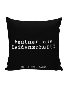 Подушка Mr & Mrs Panda 40x40 Rentner aus Leidenschaft!, черный