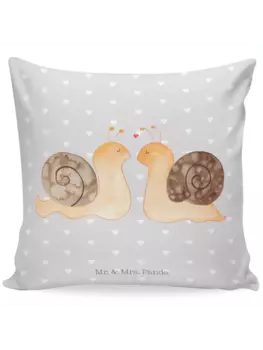 Подушка Mr & Mrs Panda 40x40 Schnecken Liebe, пастельно-серый