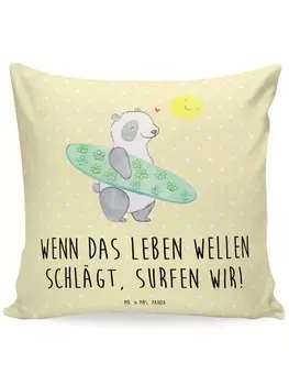 Подушка Mr & Mrs Panda 40x40 Sommer Wellen Surf, пастельно-желтый