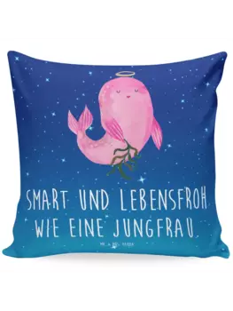 Подушка Mr & Mrs Panda 40x40 Sternzeichen Jungfrau, цвет sternenhimmel blau