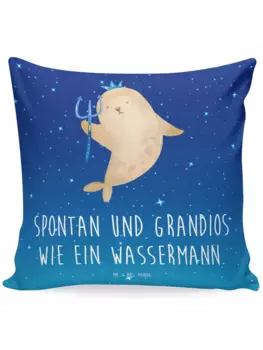 Подушка Mr & Mrs Panda 40x40 Sternzeichen Wassermann, цвет sternenhimmel blau