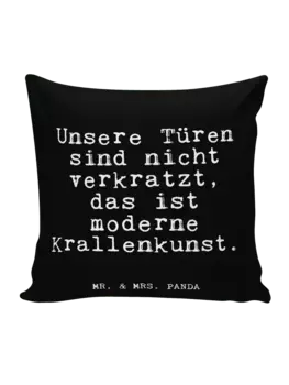 Подушка Mr & Mrs Panda 40x40 Unsere Tren sind nicht, черный
