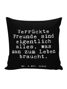 Подушка Mr & Mrs Panda 40x40 Verrckte Freunde sind eigentlich, черный