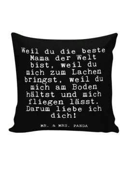 Подушка Mr & Mrs Panda 40x40 Weil du die beste, черный