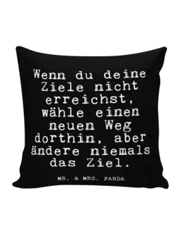 Подушка Mr & Mrs Panda 40x40 Wenn du deine Ziele, черный