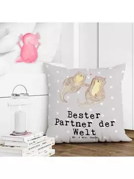 Подушка Mr. & Mrs. Panda, серый пастельный