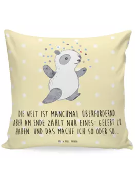 Подушка Mr. & Mrs. Panda, желтый пастельный