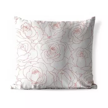 Подушка MuchoWow для улицы — Цветочный узор с изображением розовых роз — 40x40 см — Устойчивость к атмосферным воздействиям — Подушка для отдыха — Чехол на подушку — Хлопчатобумажная ткань — Декоративные наволочки, мультиколор
