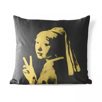 Подушка MuchoWow для улицы - Девушка с жемчужной сережкой - Vermeer - Art - 45x45 см - Устойчивость к атмосферным воздействиям - Подушки для отдыха - Чехлы для подушек - Декоративные чехлы для подушек - Декоративные чехлы для подушек, мультиколо...