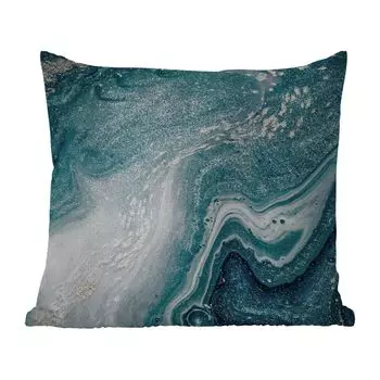 Подушка MuchoWow для улицы - Драгоценные камни - Синий - Натуральный - Мрамор - Абстракция - 50x50 см - Устойчивость к атмосферным воздействиям - Подушка для отдыха - Чехол на подушку - Хлопчатобумажная ткань - Декоративные наволочки, мультиколо...