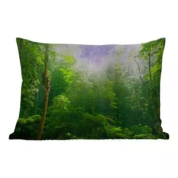 Подушка MuchoWow для улицы - Джунгли - Солнечный свет - Зеленый - Девочки - Дети - Мальчики - 50x30 см - Устойчивость к атмосферным воздействиям - Подушка для отдыха - Чехлы на подушки - Хлопчатобумажная ткань - Декоративные наволочки, мультикол...