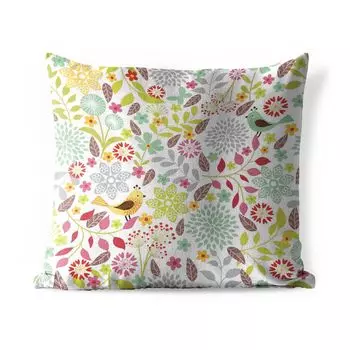 Подушка MuchoWow для улицы - Иллюстрация цветочного узора с птицами - 60x60 см - Устойчивость к атмосферным воздействиям - Подушка для отдыха - Чехлы для подушек - Декоративные чехлы для подушек - Декоративные чехлы для подушек, мультиколор