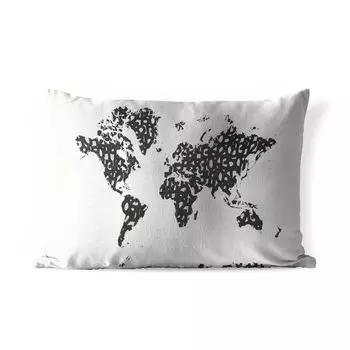 Подушка MuchoWow для улицы - Карта мира - Цифры - Белый - 60x40 см - Устойчивость к атмосферным воздействиям - Подушка для отдыха - Чехлы для подушек - Декоративные чехлы для подушек - Декоративные чехлы для подушек, мультиколор
