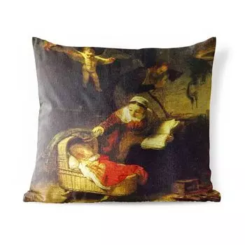 Подушка MuchoWow для улицы — Колыбель ивы — Картина Рембрандта ван Рейна — 40x40 см — Устойчивость к атмосферным воздействиям — Подушка для отдыха — Чехол на подушку — Хлопчатобумажная ткань — Декоративные наволочки, мультиколор