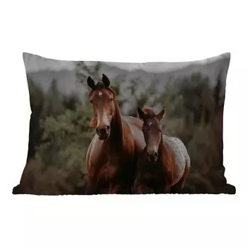 Подушка MuchoWow для улицы - Лошади - Лес - Горы - 60x40 см - Устойчивость к атмосферным воздействиям - Подушка для отдыха - Чехлы для подушек - Декоративные чехлы для подушек - Декоративные чехлы для подушек, мультиколор