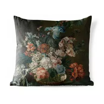 Подушка MuchoWow для улицы - Натюрморт с цветами - Картина Корнелии ван дер Мейн - 45x45 см - Устойчивость к атмосферным воздействиям - Подушка для отдыха - Чехлы для подушек - Декоративные чехлы для подушек - Декоративные чехлы для подушек, мул...