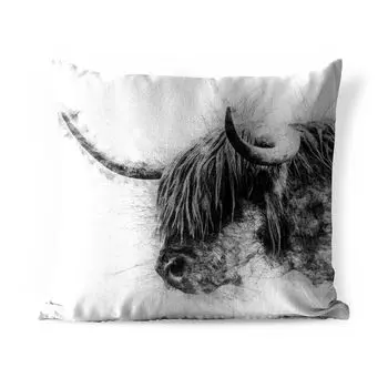 Подушка MuchoWow для улицы - Портрет шотландского горца - Черно-белый - 60x60 см - Устойчивость к атмосферным воздействиям - Подушка для отдыха - Чехлы для подушек - Декоративные чехлы для подушек - Декоративные чехлы для подушек, мультиколор