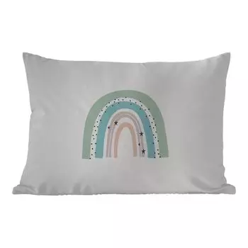 Подушка MuchoWow для улицы - Радуга - Дети - Звезды - В горошек - Пастель - 60x40 см - Устойчивость к атмосферным воздействиям - Подушка для отдыха - Чехлы для подушек - Декоративные чехлы для подушек - Декоративные чехлы для подушек, мультиколо...