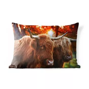 Подушка MuchoWow для улицы - Шотландский горец - Портрет - Осень - 60x40 см - Устойчивость к атмосферным воздействиям - Подушка для отдыха - Чехлы для подушек - Декоративные чехлы для подушек - Декоративные чехлы для подушек, мультиколор