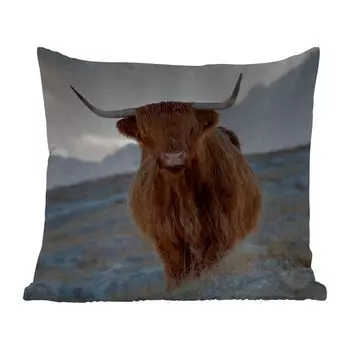 Подушка MuchoWow для улицы - Шотландское Высокогорье - Пейзаж - Шотландия - 45x45 см - Устойчивость к атмосферным воздействиям - Подушки для отдыха - Чехлы для подушек - Декоративные чехлы для подушек - Декоративные чехлы для подушек, мультиколо...
