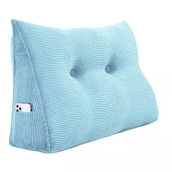 Подушка на клине для кровати вельвет Vercart, синий