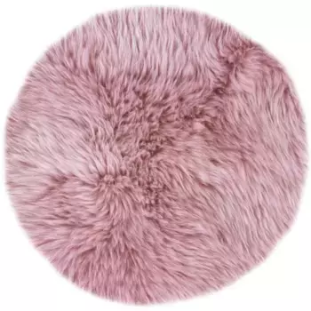 Подушка на кресло LUXOR «Шкура ягненка», (1 шт.), чехол на сиденье, мех, круглая, 34 см, натуральная кожа ягненка Luxor Living, цвет rosa + Felloptik-unifarben