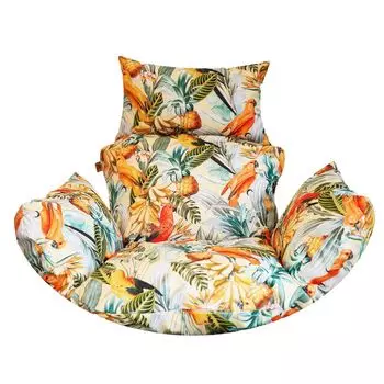 Подушка на кресло, подушка для полиротанга/подвесные качели из ротанга, подвесная корзина, корзина для качелей, только подушка, подушка на спинку - черный с розами Blomster, бежевый