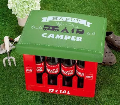 Подушка на сиденье Gilde Handwerk пластик Happy Camper зеленый/белый/черный 44см x 34см x 5 см