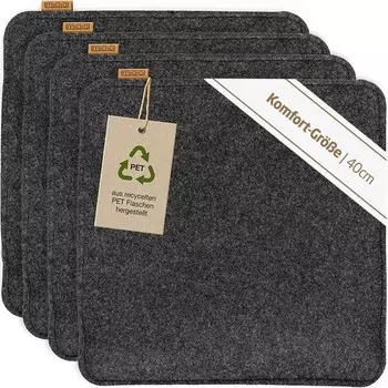 Подушка на сиденье miqio Design mit Antirutschnoppen 4 шт, 40x2x40 см цвет dunkelgrau anthrazit mit echtleder-elementen