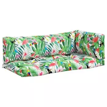 Подушка на сиденье vidaXL 3005779-3 (3 шт), 58x10x103 см цвет grn/pink