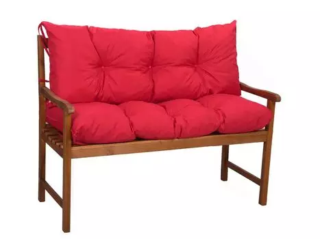 Подушка на скамейку 168 x 42,5 см в бежевую клетку с крепежными ремнями Setgarden, красный