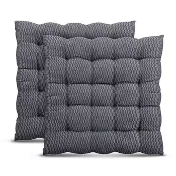 Подушка на стул 40х40 см (серая) — в упаковке 2 шт. — высококачественная подушка для сиденья, дышащая, внутри и снаружи — хлопок Oeko Tex для садового стула, кухни, столовой Bestlivings